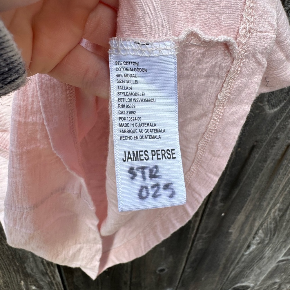 James Perse Pink Cap Sleeve Scoop Neck Slub Tee, Short Sleeve size 4/women’s XL - Picture 4 of 4